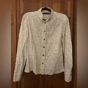Wah Maker Vintage Collection Women's Western Sz L Cream Paisley Button Down